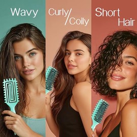 Cepillo para Cabello Rizado, 2025 Cepillo Definidor de Rizos Cepillo Ventilado para Rizos, Ondas y Espirales Definidos sin Esfuerzo, Cabello Húmedo y 