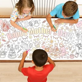 Mother's Day Coloring Posters for Kids - 2PCS 35" x 31" Giant Paper Coloring Banner/Table Cover, DIY Art Group Activities Gifts for Mom & Grandma (No Markers)