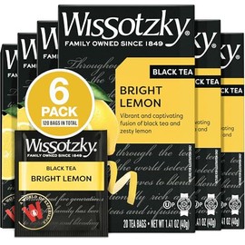 Wissotzky Bright Lemon Black Tea (6 Pack - 120 Tea Bags) | Zesty Lemon Tea Bags | Antioxidant Rich | Revitalizing Black Tea Bags