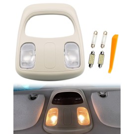 JUQAFY Overhead Console Map Dome Light Fit for Dodge Ram 1500 2500 3500 4500 5500 Truck 2002-2010, with Two Additional Yellow/White Bulbs Replace 1DK78BD1AA