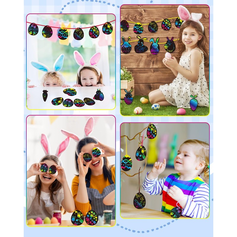 Easter Scratch Art Egg Decorations Papers 30 Pcs - Easter