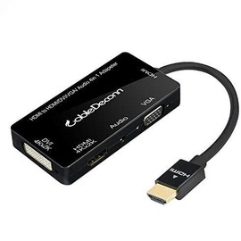 CableDeconn Multiport 4-in-1 HDMI to HDMI DVI 4K VGA Adapter Cable with Audio Output Adapter Converter (Black)