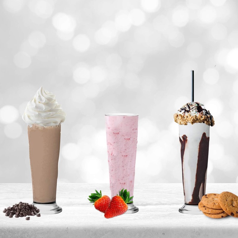 Vikko 9 Ounce Milkshake Glasses: Glass Cups for Smoothie, Sundae,