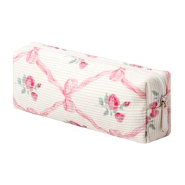 OZAOZ Cosmetic Bag for Women Corduroy Makeup Bag Travel Make Up Organizer Tool Pouch Small Bag for Purse, Zipper Portable Storage Pouch Toiletry Bag for Women (Diamond pink)