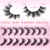 JIMIRE Faux Mink Lashes Fluffy Cat Eye False Eyelashes Natural
