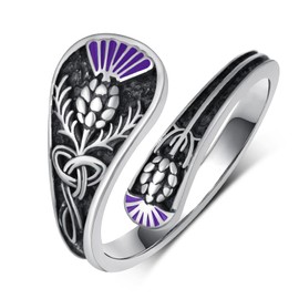TYSO Scottish Thistle Jewelry 925 Sterling Silver Scottish Thistle Spoon Ring Scotland Celtic Knot Rings Jewelry Gifts for Women, Sterling Silver, No Gemstone