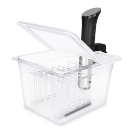 EVERIE Sous Vide Container 12 Qt with Collapsible Hinged Lid and Rack, Compatible with Anova Nano and AN500-US00 and Instant Pot, SET-12-NANO-PP