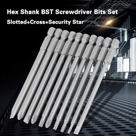 10Pcs 100mm 1/4" Bit Torx Long Bit Set WERA Bit Screwdriver Torx Screwdriver Set Hex Shank Magnetic BST Screwdriver Bits Set, for Electric/Hand Screwdrivers, Electric Drills