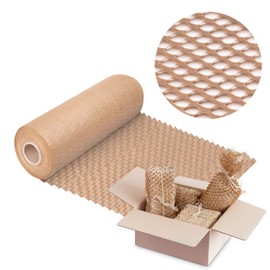 V1 Trade Packaging Paper Roll 20 cm x 25 m - Brown Honeycomb Paper - Kraft Paper Roll - Eco Packaging Paper - Corrugated Cardboard 90 g/m2 - Packaging Material Paper - Filling Material Packaging -