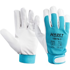 Hazet GENUINE LEATHER WORK GLOVES (HIGH QUALITY GOAT LEATHER LARGE) 1987N-3 LIGHT BLUE L (1 PAIR)