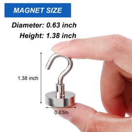 LOVIMAG Magnetic Hooks for Hanging, 30lbs Magnet Hooks for Cruise Ship Essentials, Strong Magnets for Classroom, Rare Earth Magnets with Hooks for Cruise Must Haves, Camper, Locker,Ceiling-15 Pcs