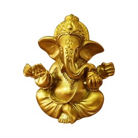 OTKARXUS Hindu Gold Lord Ganesha Statues,1PC Mini Indian Elephant God Statue Resin Sculpture,Ganesh Figurine Handmade Elephant Ornaments Decoration for Home Office Car