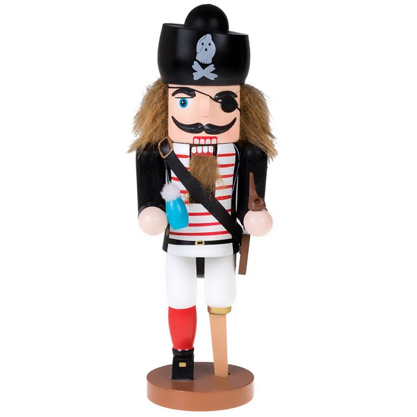 Clever Creations Pirate 10 Inch Traditional Wooden Nutcracker, Festive Christmas Décor for Shelves and Tables