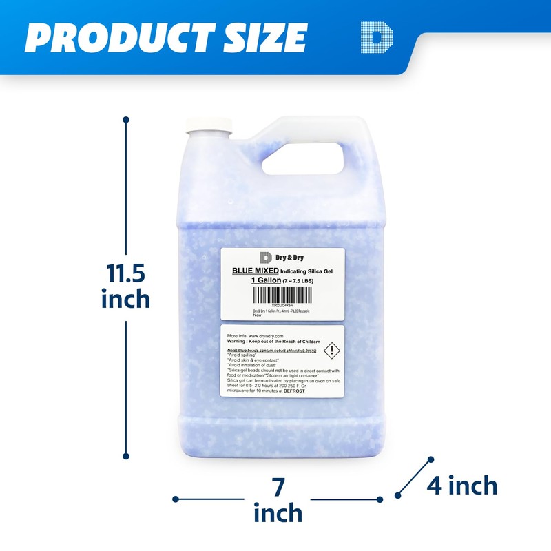 1 Gallon Premium Mixed Silicagel Beads with Blue Indicating Beads(Industry