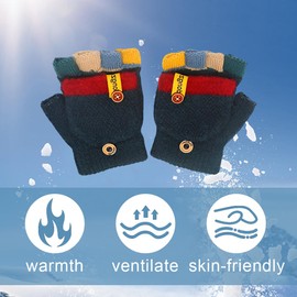 BIRLOZA Autumn and Winter Baby Warm Gloves Child Knitted Mittens 3-6 Years Old, black