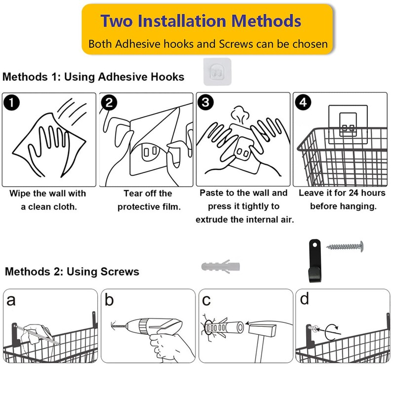 Joben Oligey 3 Set [Extra Large] Hanging Wall Baskets ,Wire