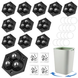 360°Ruedas Adhesivas Giratorias，16 ruedas giratorias de acero inoxidable para electrodomésticos de cocina, contenedores y caja etc. (negro)