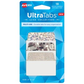 Avery Multi-Use Ultra Tabs, 2" x 1.5", Holographic Iridescent Designs, 18 Repositionable Page Tabs (74145)