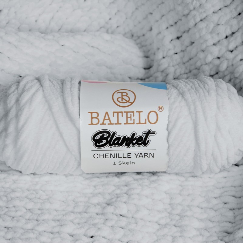BATELO 3 Skein Blanket Chenille Yarn Soft Plush Yarn for