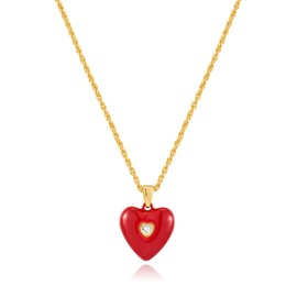 INNERDIVA Red Heart Necklace for Women, Dainty Heart Pendant with Zircon Necklaces Trend Jewelry Gifts