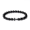 COAI Stone Beaded Black Tourmaline Bracelet for Men Women, Cross