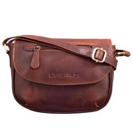 STILORD 'Tamara' Small Handbag Women's Leather Brown Shoulder Bag Vintage for Women for Going Out Evening Bag Party Bag Elegant Genuine Leather Bag, Porto - Cognac, shoulder bag