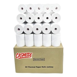 50 Rollos De Papel Térmico Casmode 80x70mm Blanco | Alta Calidad 55g | para lmpresora 80mm | Impresión Nítida, Resistente, Sin Atasco