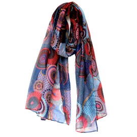 Van Der Rich ® - Scarves Scarf Plain or Floral Pattern - Women, 24-red-blue