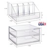 STORi Chloe Stackable Makeup Holder & Drawer Organizer Set, Clear,