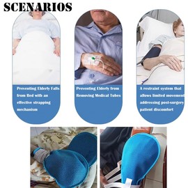 CRAZY ROSA Dementia Restraint Gloves - 2PCS Anti-Scratch Protective Breathable Hand Mitts for Unisex Elderly Bedridden