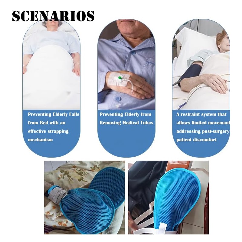 CRAZY ROSA Dementia Restraint Gloves - 2PCS Anti-Scratch Protective Breathable