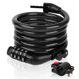 Ainiv Bike Lock, Security 4 Digit Resettable Combination Bicycle Locer, 120cm/8mm Coiling Cycle Cable Lock, Ideal for Bike, Electric Bike, Skateboards, Strollers, Lawnmowers Moto, Door, Gate Fence