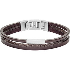 Fossil Bracelet for Men Vintage Casual, Length: 180mm - 195mm brown Leather Bracelet, JF03323040