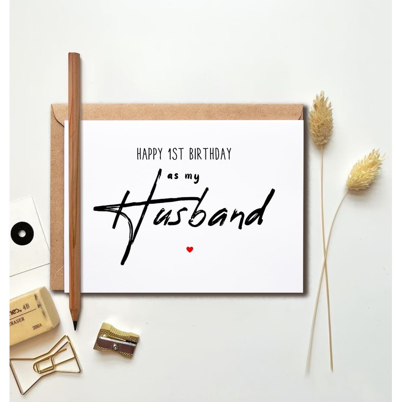 VLPGifts 1st Birthday Greeting Card - Husband - White