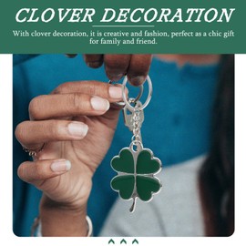 LIFKOME 4pcs St.Patrick Day Shamrock Keychain Four- Leaf Lucky Charm Keyring Green Irish Party Favors Key Holder for St Patrick's Day Costume Pendants