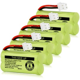 BT183342/BT283342 2.4V 400mAh Ni-MH Battery Pack Compatible for BT166342/BT266342 BT162342/BT262342 2SN-AAA40H-S-X2, Pack of 5