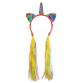 Boland 04528 Unicorn Tiara with Synthetic Hair and Sequins, Headband for Carnival, Theme Party and Role Play, Fairy Tale Costume