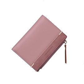 CHAOFANXI Women's Small Bifold Leather Purse for Women, Small and Short Format Purse Small Wallet with Multiple Compartments, pink, Modern