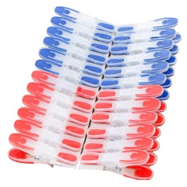 Plastic Clothespins, 24Pcs Laundry Drying Clothes Pins Clips, Non-Slip Clothespins,Utility Clothes Clips, Plastic Clothes Pegs Windproof Clothespin, Socks Clips, Plastic Laundry Pegs, Mini Clothespins