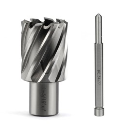 Annular Cutter JESTUOUS 1-3/16 Inch Cutting Diameter 3/4 Weldon Shank 1 Cutting Depth with Pilot Pin Slugger Bits HSS Kit for Magnetic Drill Press,1 Piece
