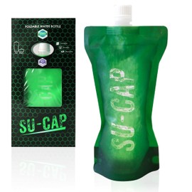 Collapsible Water Bottle – BPA Free, Foldable Sports Bottle for Hiking, Travel, Gym, Leakproof Lightweight Reusable Bottle with Carabiner – Eco-Friendly (15oz- 450 ml) (green)