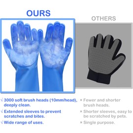 Yintoper Pet Grooming Gloves, Dog Washing Gloves with High-Density Teeth, Heat Resistant Silicone Cat Hair Remover with Enhanced Five Finger Design, Bathing and Massaging for Dogs and Cats
