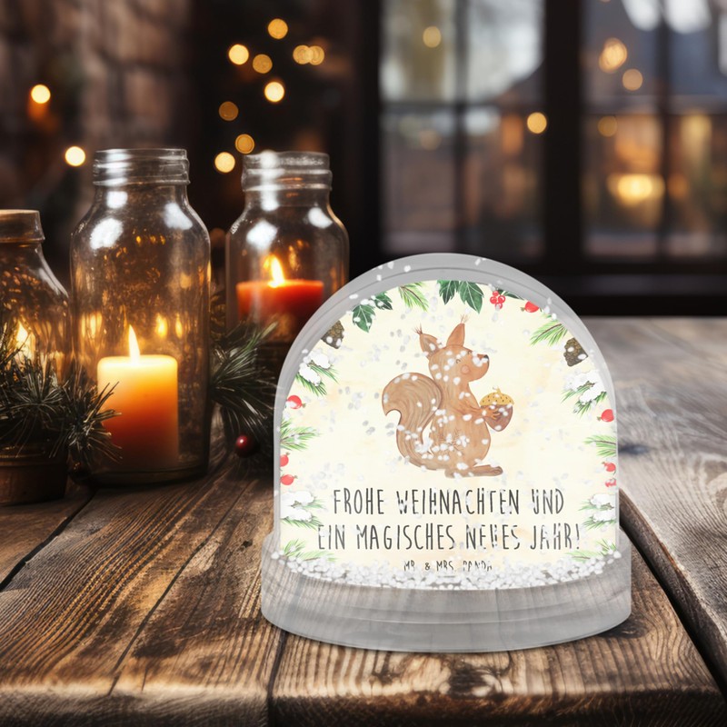 Mr. & Mrs. Panda Snow globe squirrel Christmas gift Christmas