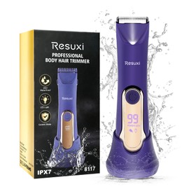 RESUXI Electric Bikini Trimmer for Women,Pubic Hair Trimmer Ceramic Blade Electric Razors Shaver for Underarm Leg Arm Body Hair Private Area,Wet/Dry IPX7 Waterproof Rechargeable LCD Display LED Light