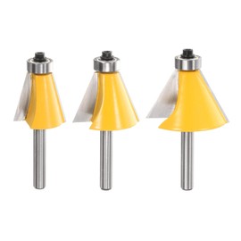 sourcing map 3pcs Chamfer Router Bit Set 1/2" Shank 15, 22.5, 30 Degree Cutting Angle Carbide Wood Router Bits for Woodworking