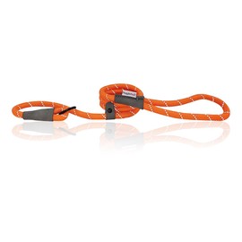 HugglePets Reflective Rope Slip Lead for Dogs - Orange (150cm) High Visibility Weather Resistant Training Lead for Dogs with Strong Inner Core and Welded Ring.