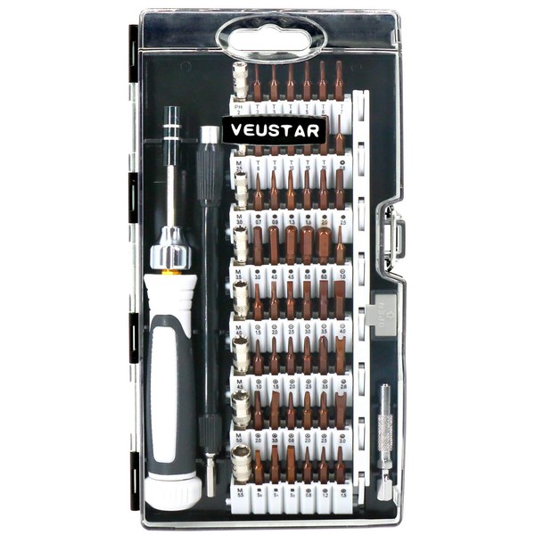 Precision Driver Set, Special Driver, S2 Alloy Steel, 60-in-1, 56 Bit, Large Handle, Screwdriver, Y-Type, Torx, Wrench, Hex, Triangle, Pentagon, Plus, Minus, with Magnets, Abrasion-Resistant, for Household Item and Office Supplies such as iPhones, Androi
