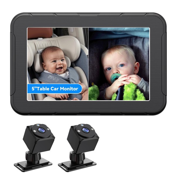 Dual Baby Car Camera, 1080P Dual-Channel 5 inch Display Baby