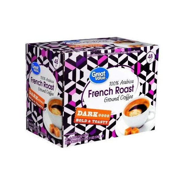 Great Value French Roast Single Serve Coffee Pods, 48 Ct