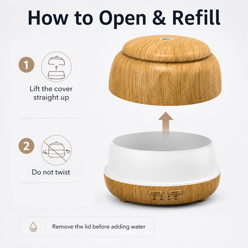 SPLITSKY 300ML Essential Oil Diffuser with Remote and 4 Timer